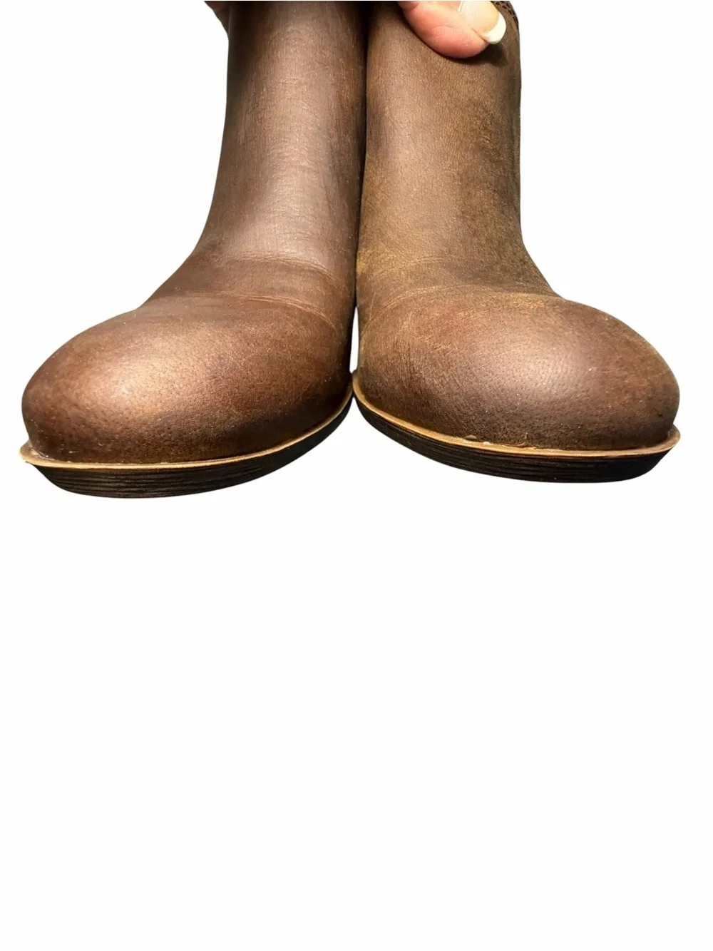B.O.C Brown Leather Western Ankle Booties - Womens 8